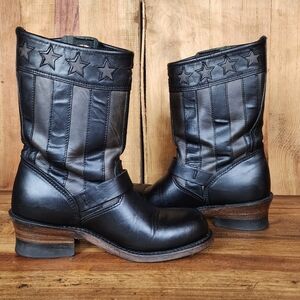 FRYE 150th Black Americana  Stars & Stripes Engineer Boots